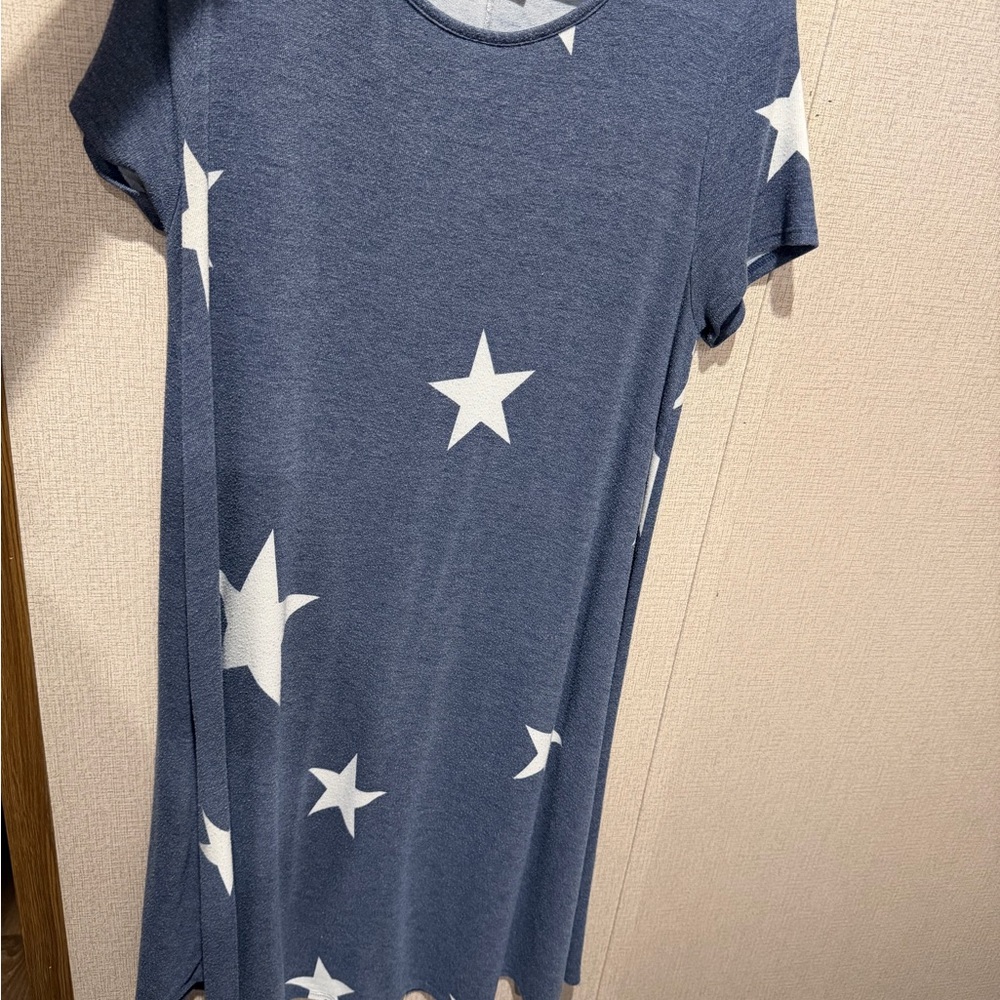 Blue Star Print Midi Dress